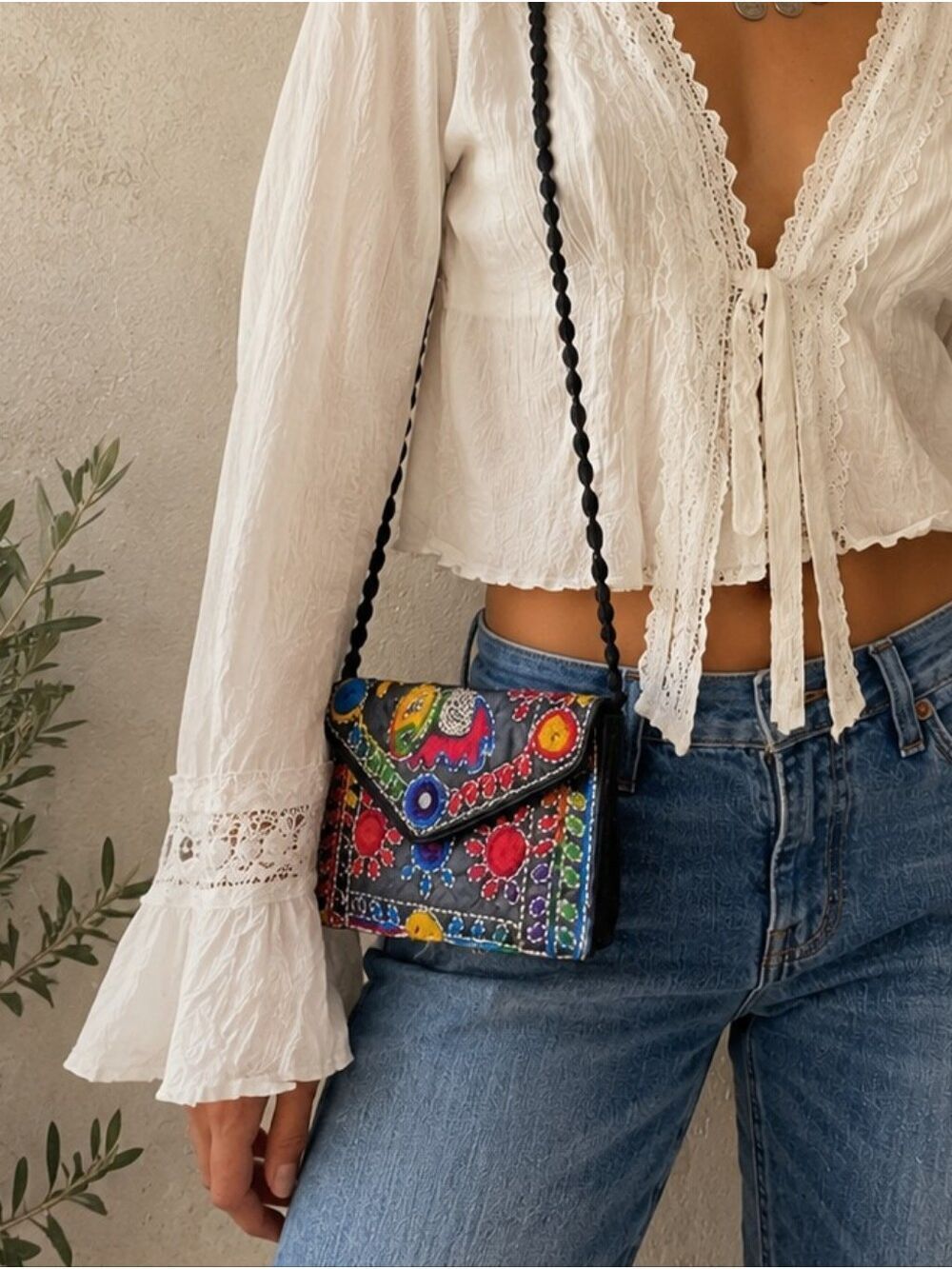 Boho Rajasthani Embroidered Clutch / Sling Bag